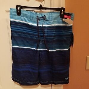Speedo Bondi Boardshorts Blue Striped Size Large